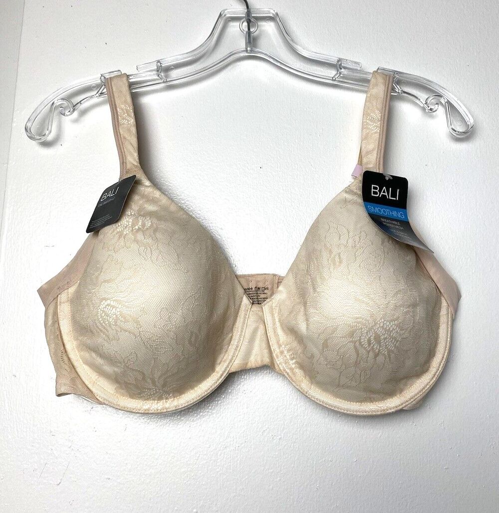 Bali Bra Size 36D Nude Natural Smoothing Convertible Floral Mesh